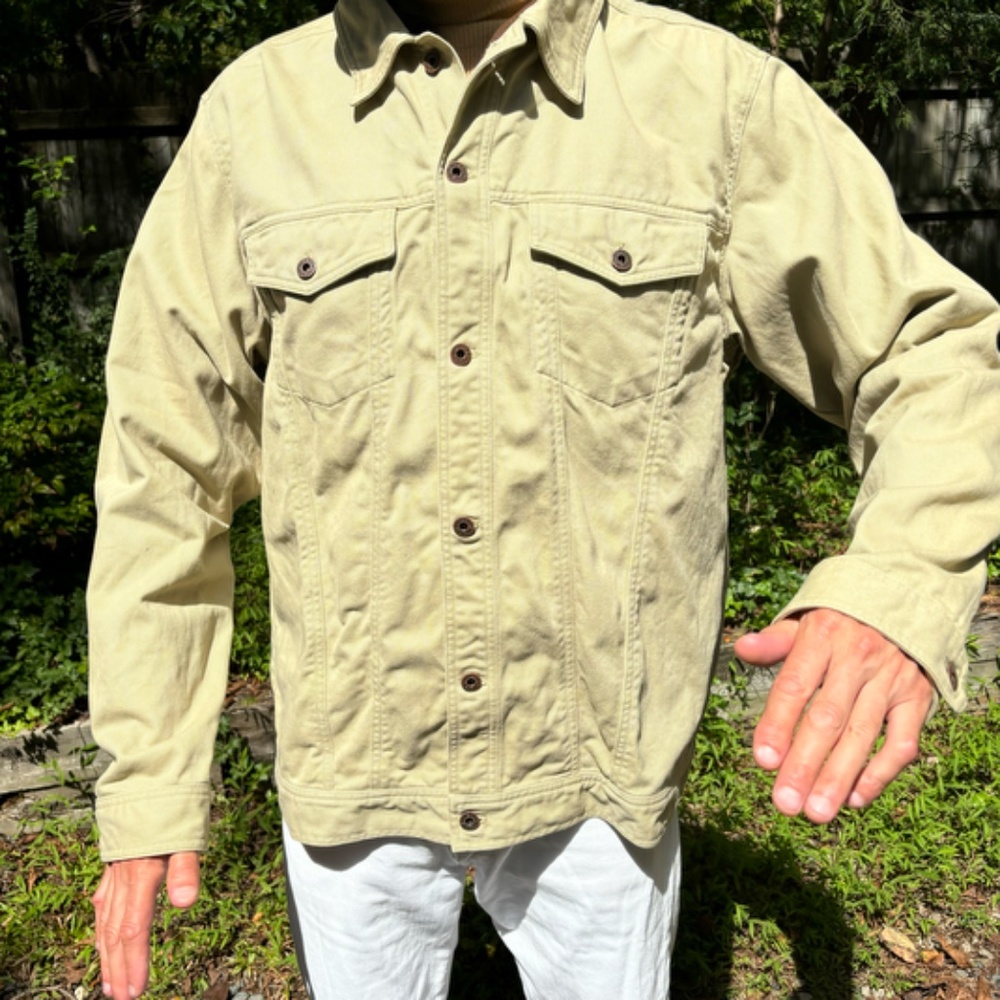 L.L. BEAN—Men’s XL Tall—Tan Canvas Trucker Jacket—Cream, Tan—100% Cotton—VG+